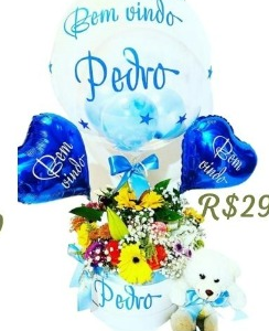 Box Azul com Balões e Ursinho
